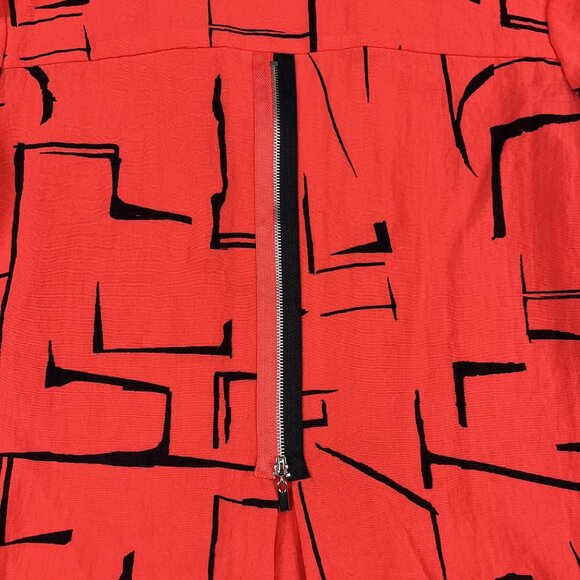 Ali Miles Artsy Long Sleeve Red & Black Button Down Bell Sleeve Top Sz Medium - Picture 5 of 7